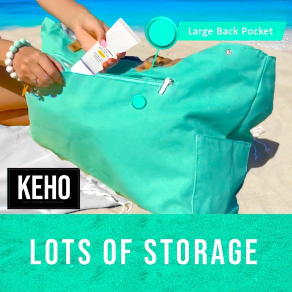 KEHO "Beach Vibes" Large Beach Bag/Tote (Seafoam Green) - Picture 9 of 11